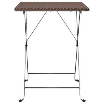 Folding Bistro Table Brown 55x54x71 cm | Durable Poly Rattan