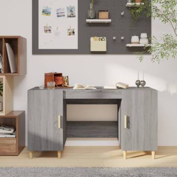 Desk Grey Sonoma 140x50x75 cm | Engineered Wood | Hipo Market