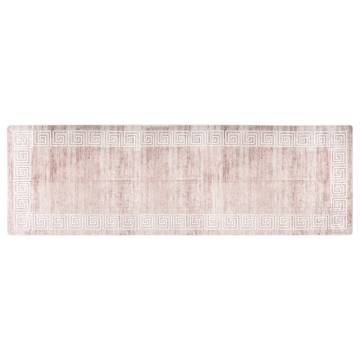 Washable Beige Rug 80x300 cm | Anti-Slip & Durable