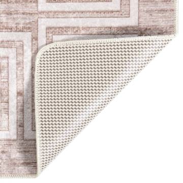 Washable Beige Rug 80x300 cm | Anti-Slip & Durable