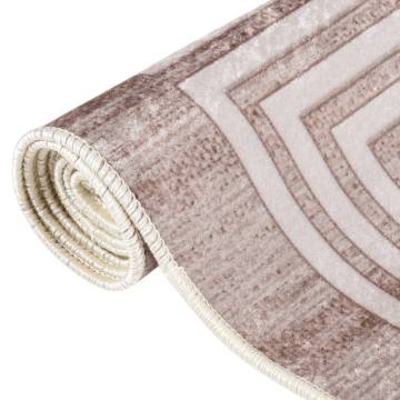 Washable Beige Rug 80x300 cm | Anti-Slip & Durable