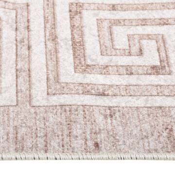 Washable Beige Rug 80x300 cm | Anti-Slip & Durable