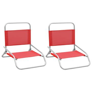 Folding Beach Chairs 2 pcs Red Fabric - Hipomarket UK