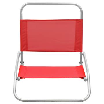 Folding Beach Chairs 2 pcs Red Fabric - Hipomarket UK