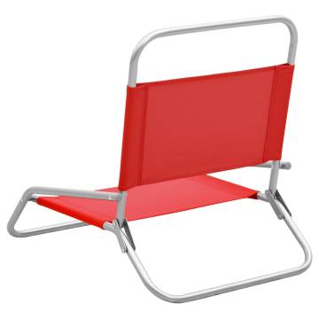 Folding Beach Chairs 2 pcs Red Fabric - Hipomarket UK