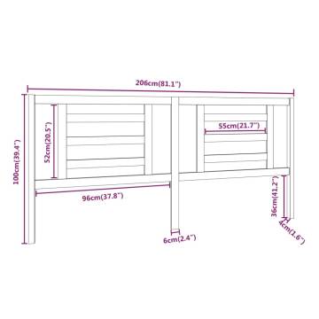 Stylish Solid Pine Bed Headboard - 206x4x100 cm