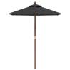 Garden Parasol with Wooden Pole - Black 196x231 cm | Hipo Market