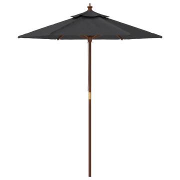 Garden Parasol with Wooden Pole - Black 196x231 cm | Hipo Market