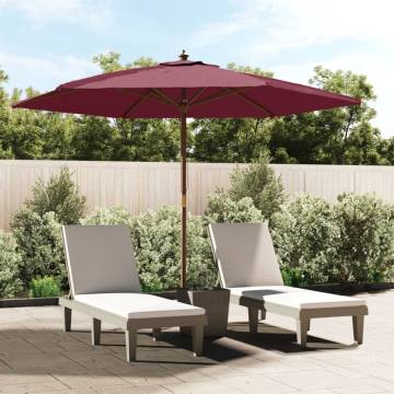 Bordeaux Red Garden Parasol with Wooden Pole | Hipomarket