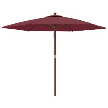 Bordeaux Red Garden Parasol with Wooden Pole | Hipomarket