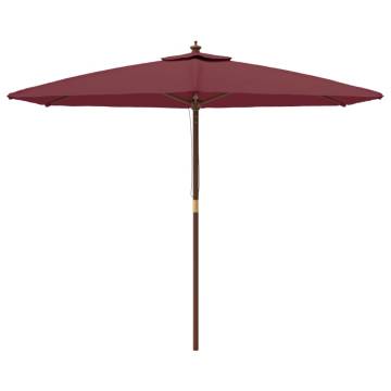 Bordeaux Red Garden Parasol with Wooden Pole | Hipomarket