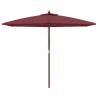 Bordeaux Red Garden Parasol with Wooden Pole | Hipomarket