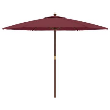 Bordeaux Red Garden Parasol with Wooden Pole | Hipomarket