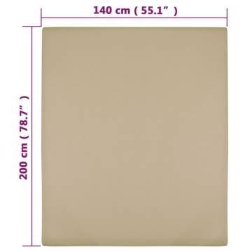 Jersey Fitted Sheets 2 pcs Taupe 140x200 cm Cotton | HipoMarket