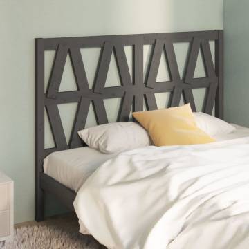 Stylish Grey Bed Headboard - Solid Pine Wood 146x4x100 cm