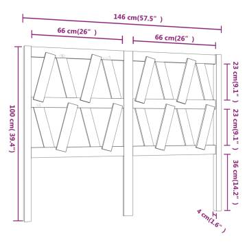 Stylish Grey Bed Headboard - Solid Pine Wood 146x4x100 cm