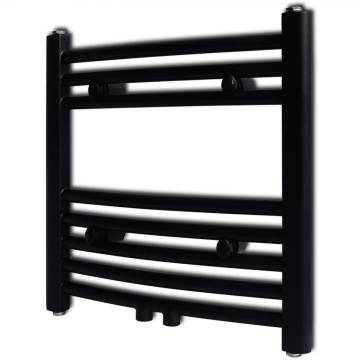 Black Bathroom Towel Rail Radiator Curve 480x480mm | HipoMarket