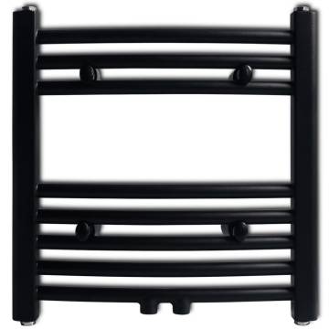 Black Bathroom Towel Rail Radiator Curve 480x480mm | HipoMarket