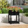 Planter with Shelf Black 54x54x81 cm - Solid Pine Wood