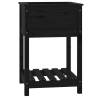 Planter with Shelf Black 54x54x81 cm - Solid Pine Wood