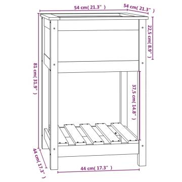 Planter with Shelf Black 54x54x81 cm - Solid Pine Wood