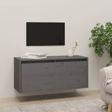 Wall Cabinet Grey 80x30x35 cm - Solid Pinewood Storage