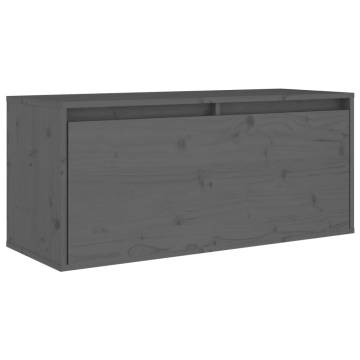 Wall Cabinet Grey 80x30x35 cm - Solid Pinewood Storage