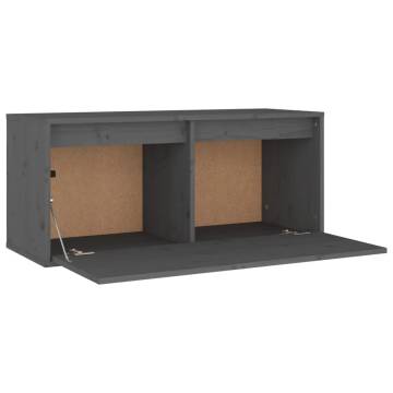 Wall Cabinet Grey 80x30x35 cm - Solid Pinewood Storage