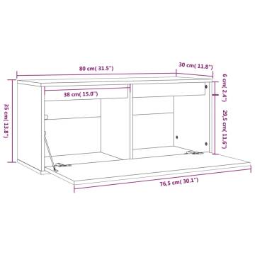 Wall Cabinet Grey 80x30x35 cm - Solid Pinewood Storage