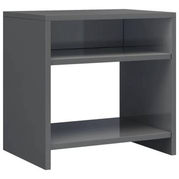 Elegant High Gloss Grey Bedside Cabinets - Set of 2