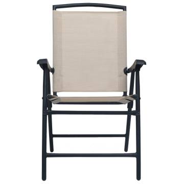 Folding Garden Chairs 2 pcs Texilene Cream - Stylish & Durable