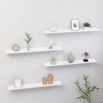 Stylish Wall Shelves 4 pcs High Gloss White - 80x9x3 cm