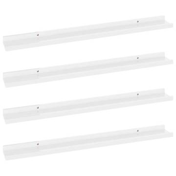 Stylish Wall Shelves 4 pcs High Gloss White - 80x9x3 cm