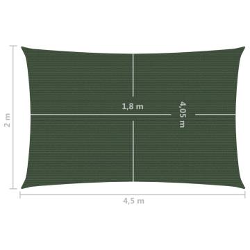 Sunshade Sail 160 g/m² Dark Green 2x4.5 m HDPE - HipoMarket