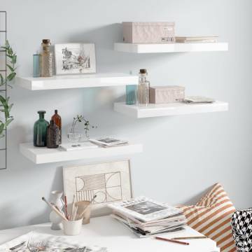 Stylish Floating Wall Shelves - High Gloss White | Hipomarket