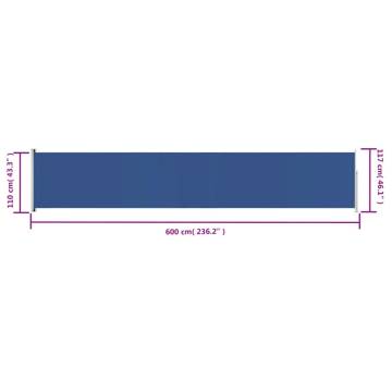 Patio Retractable Side Awning 117x600 cm - Stylish Blue Shade