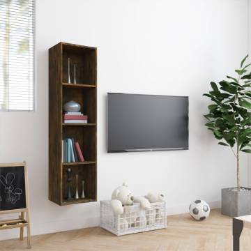 Smoked Oak Book & TV Cabinet - 143x30x36cm | HipoMarket