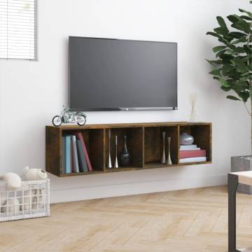 Smoked Oak Book & TV Cabinet - 143x30x36cm | HipoMarket