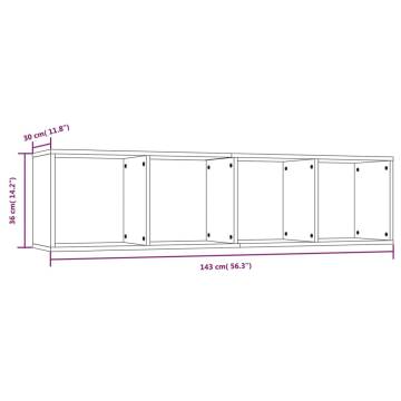 Smoked Oak Book & TV Cabinet - 143x30x36cm | HipoMarket