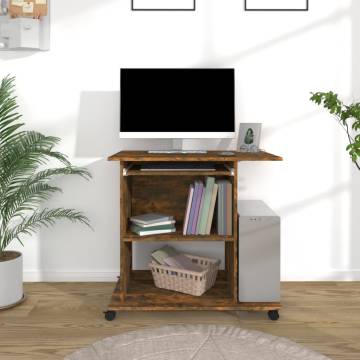 Compact Smoked Oak Computer Desk - 80x50x75 cm | HipoMarket