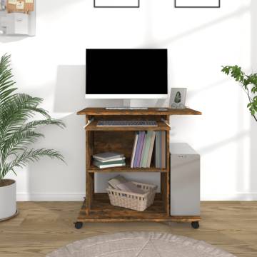 Compact Smoked Oak Computer Desk - 80x50x75 cm | HipoMarket