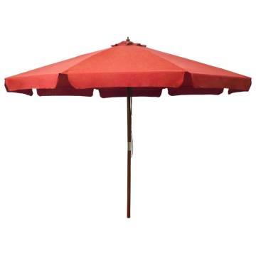 Outdoor Parasol with Wooden Pole 330 cm - Terracotta Shade