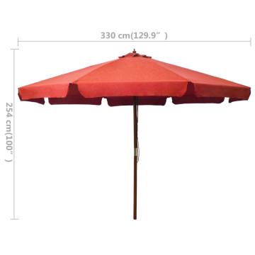 Outdoor Parasol with Wooden Pole 330 cm - Terracotta Shade