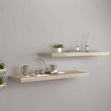 Stylish Floating Wall Shelves - Set of 2 Oak - Hipomarket UK