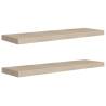 Stylish Floating Wall Shelves - Set of 2 Oak - Hipomarket UK