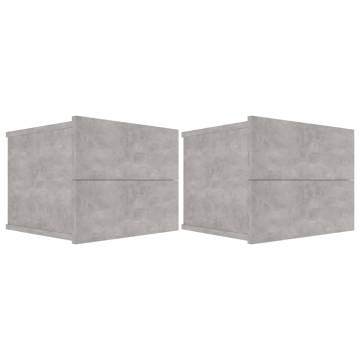 Elegant Concrete Grey Bedside Cabinets - Set of 2