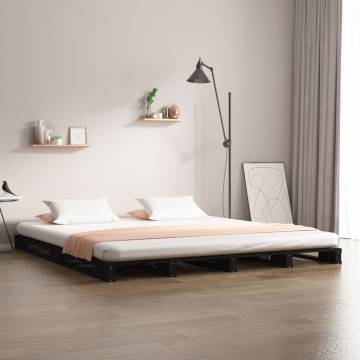 Pallet Bed Black 150x200 cm King Size - Solid Wood Elegance