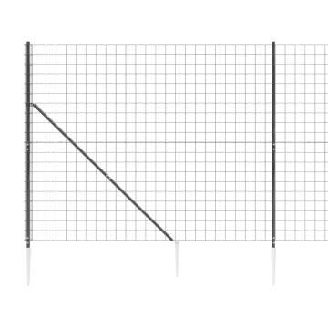 Wire Mesh Fence with Spike Anchors Anthracite 1.6x10m