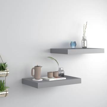 Stylish Grey Floating Wall Shelves - 2 Pcs | Hipo Market