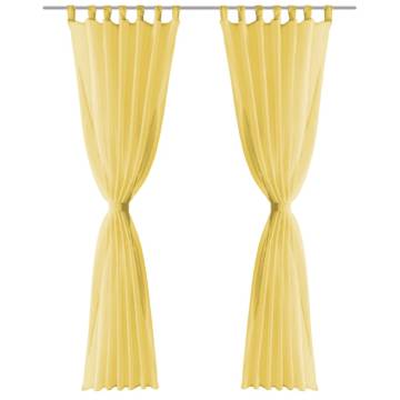 Voile Curtains 2 pcs 140x175 cm in Yellow | HipoMarket